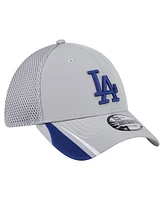 New Era Men's Gray Los Angeles Dodgers Linear 39THIRTY Flex-Fit Hat