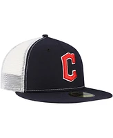 New Era Men's Navy Cleveland Guardians Team Color 59FIFTY Trucker Fitted Hat