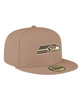 New Era Men's Tan Seattle Seahawks Candied Pecan 59FIFTY Fitted Hat