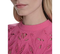 Vince Camuto Petite Laser-Cut Cap-Sleeve Shift Dress