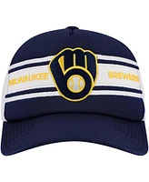 Mitchell & Ness Men's Navy Milwaukee Brewers Sideline Trucker Adjustable Hat