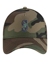 New Era Men's Camo Seattle Mariners Woodland Team Pop 9FORTY A-Frame Adjustable Hat