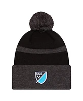 New Era Men's Black Charlotte Fc 2025 Kickoff Cuffed with pom Knit hat