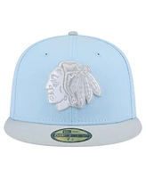 New Era Men's Light Blue/Gray Chicago Blackhawks Color Pack Two-Tone 59FIFTY Fitted Hat