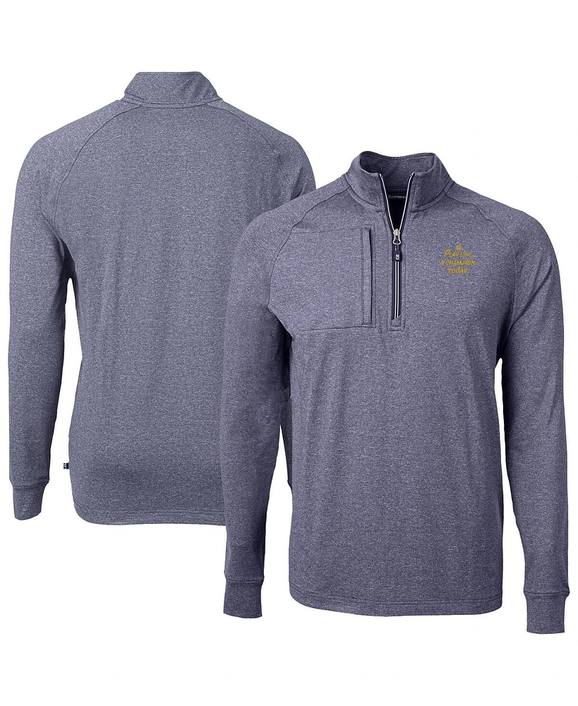 Cutter & Buck Men's Heather Navy Notre Dame Fighting Irish Play Like A Champion Today Adapt Eco Knit Quarter-Zip Sweatshirt