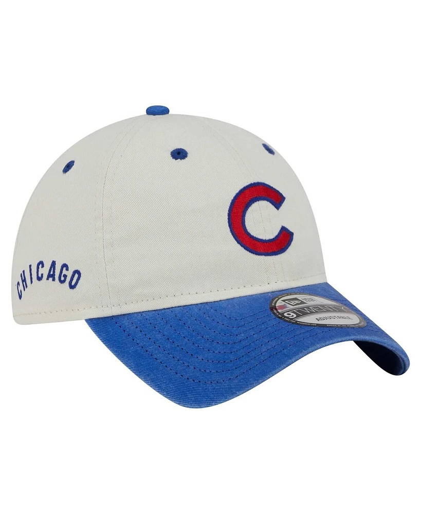 New Era Men's Cream/Royal Chicago Cubs Classic Side Script 9TWENTY Adjustable Hat