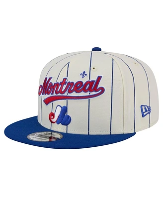 New Era Men's White Montreal Expos Jersey Pinstripe 9FIFTY Snapback Hat