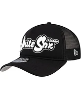 New Era Men's Black Chicago White Sox Retro Bold A-Frame Trucker 9FORTY Adjustable Hat