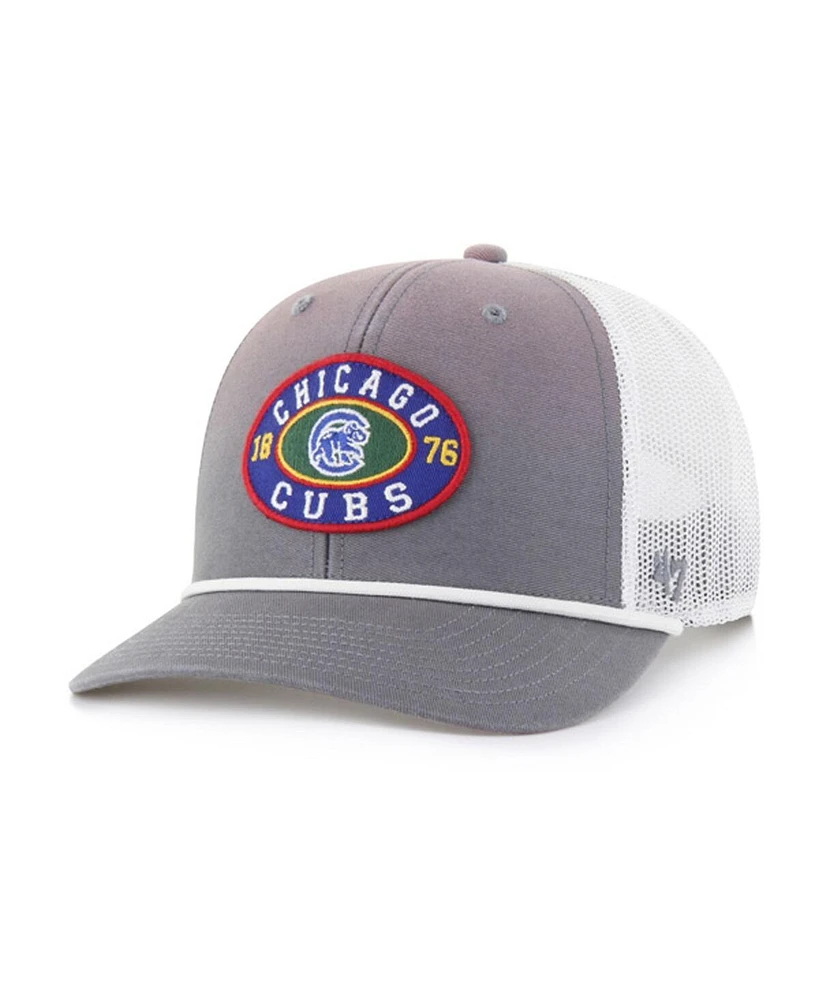 '47 Brand Men's Gray/White Chicago Cubs Tide Sweep Rope Trucker Adjustable Hat