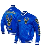 Pro Standard Men's Blue Milwaukee Bucks 2024/25 City Edition Chenille Applique Full-Snap Satin Jacket