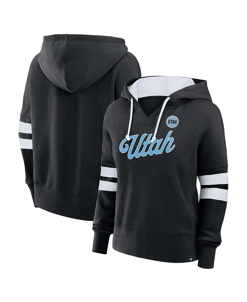 Fanatics Women's Black Utah Hockey Club Oversized Seize V-Neck Pullover Hoodie