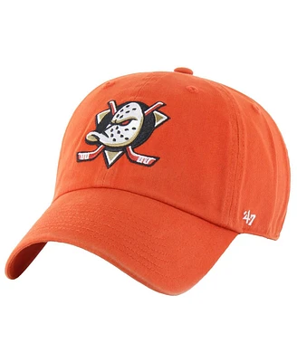 '47 Brand Men's Orange Anaheim Ducks Core Logo Clean Up Adjustable Hat