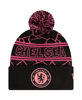 New Era Men's Black Chelsea Sport Cuffed with pom Knit hat