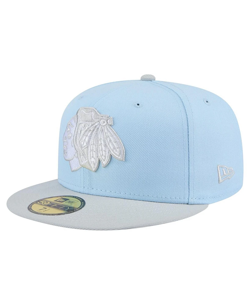 New Era Men's Light Blue/Gray Chicago Blackhawks Color Pack Two-Tone 59FIFTY Fitted Hat