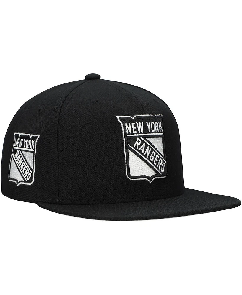 Mitchell & Ness Men's Black New York Rangers Team Snapback Hat