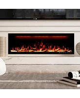 Smart 50" Wall-Mounted Electric Fireplace with Realistic Flame Effects, Dual Heating, and Alexa Compatibility