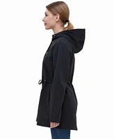 Rokka&Rolla Women's Water-Resistant Hooded Anorak Rain Jacket Trench Coat