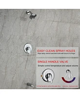 Bathtub Faucet Set, Shower System with Tub Spout 4.84 Inch 3-Spray Bathroom Head, Single-Handle Valve and Trim Kit, Chrome