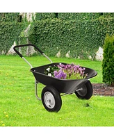 2-Tire Wheelbarrow Garden Cart Heavy-Duty Utility Dolly for Landscaping & Yard Work