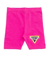 Monster Jam Little Girls Drop Shoulder T-Shirt and Bike Shorts Outfit Set