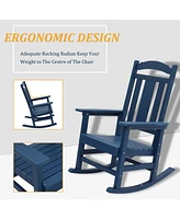 Patio Rocking Chair Outdoor Chairs Porch Rocker All-Weather Adirondack for Deck Garden Backyard Lawn, Blue