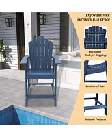 Tall Adirondack Chair with Connecting Table Patio Chairs Outdoor Barstool Furniture Set Balcony for Lawn Backyard Garden