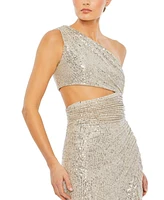 Mac Duggal Women's Sequin One Shoulder Cut Out Gown