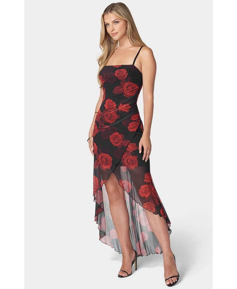 Bebe Women's Hi-Low Hem Wrap Tube Dress