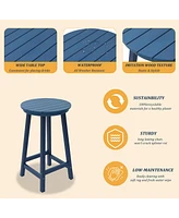 Outdoor Bar Table Bistro Round High Top Pub Cocktail for Paito Lawn Garden, Blue
