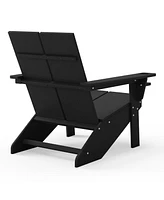 Outdoor Hdpe Modern Adirondack Chair with Cup Holder (Set of 2)