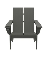 Outdoor Hdpe Modern Adirondack Chair with Cup Holder (Set of