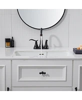 4 Inch 2-Handle Centerset Bathroom Sink Faucet with Drain Assembly and Supply Hose cUPC Lavatory Faucet Mixer Double Handle Tap Deck Mounted Oil Rubbe