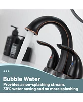 4 Inch 2-Handle Bathroom Sink Faucet Centerset Bathroom Faucet 2 Handle Sink Faucet with Pop up Drain Water Supply Hoses Brushed Nickel