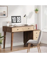 Tribesigns Computer Desk with Drawers, 51-Inch Office Desk with Reversible Drawer Cabinet