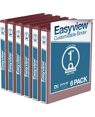 Easyview Premium, Round Ring, Customizable, View Binder, 6 Pack (Burgundy
