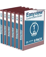 Easyview Premium, Round Ring, Customizable, View Binder, 6 Pack (Burgundy