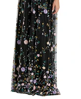 Mac Duggal Women's Embellished Illusion Butterfly Sleeve V Neck Gown