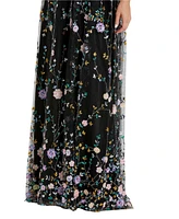 Mac Duggal Women's Embellished Illusion Butterfly Sleeve V Neck Gown