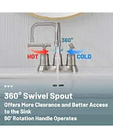 2 Handle Bathroom Sink Faucet, 4-Inch Centerset Faucet with Pop Up Drain and Water Supply Lines