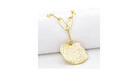 Rivka Friedman 18K Gold Clad Hammered Disc on Paper Clip Chain