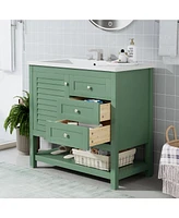 Modern 36" Green Bathroom Vanity with Undermount Sink