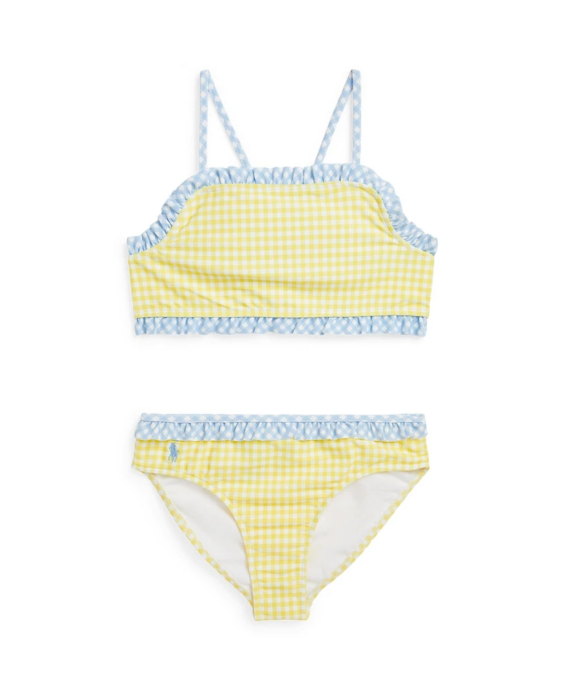 Polo Ralph Lauren Big Girls Gingham Ruffled Two-Piece Swimsuit