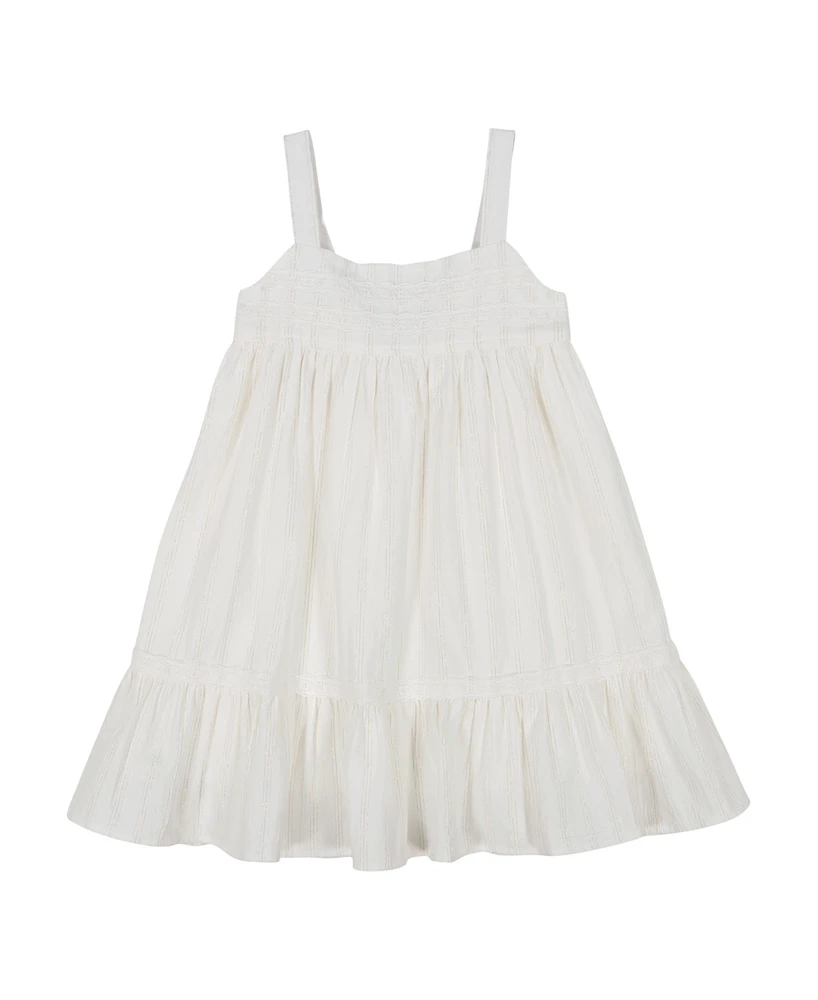 Calvin Klein Toddler and Little Girls Lurex Crochet Stripe Strappy Sundress