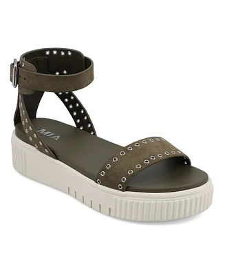 Mia Women's Evelin Grommeted Platform Round Toe Sandals