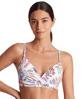 Lauren Ralph Women's Printed Twist-Front Underwire Bikini Top