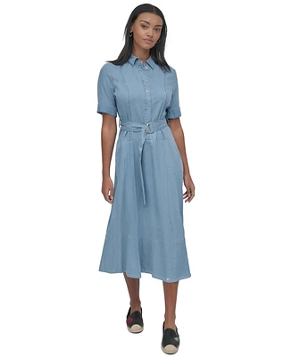 Dkny Jeans Women's Chambray Belted Midi Dress - FJZ