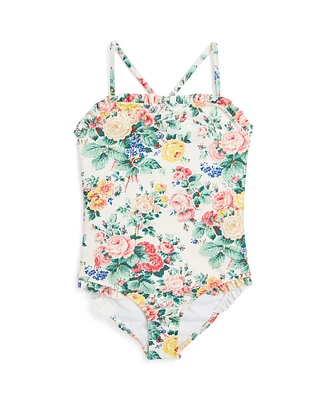 Polo Ralph Lauren Toddler and Little Girls Floral Ruffled One-Piece Swimsuit