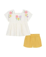 Kids Headquarters Baby Girls 2-Piece Floral Puff Print Top and Shorts Set