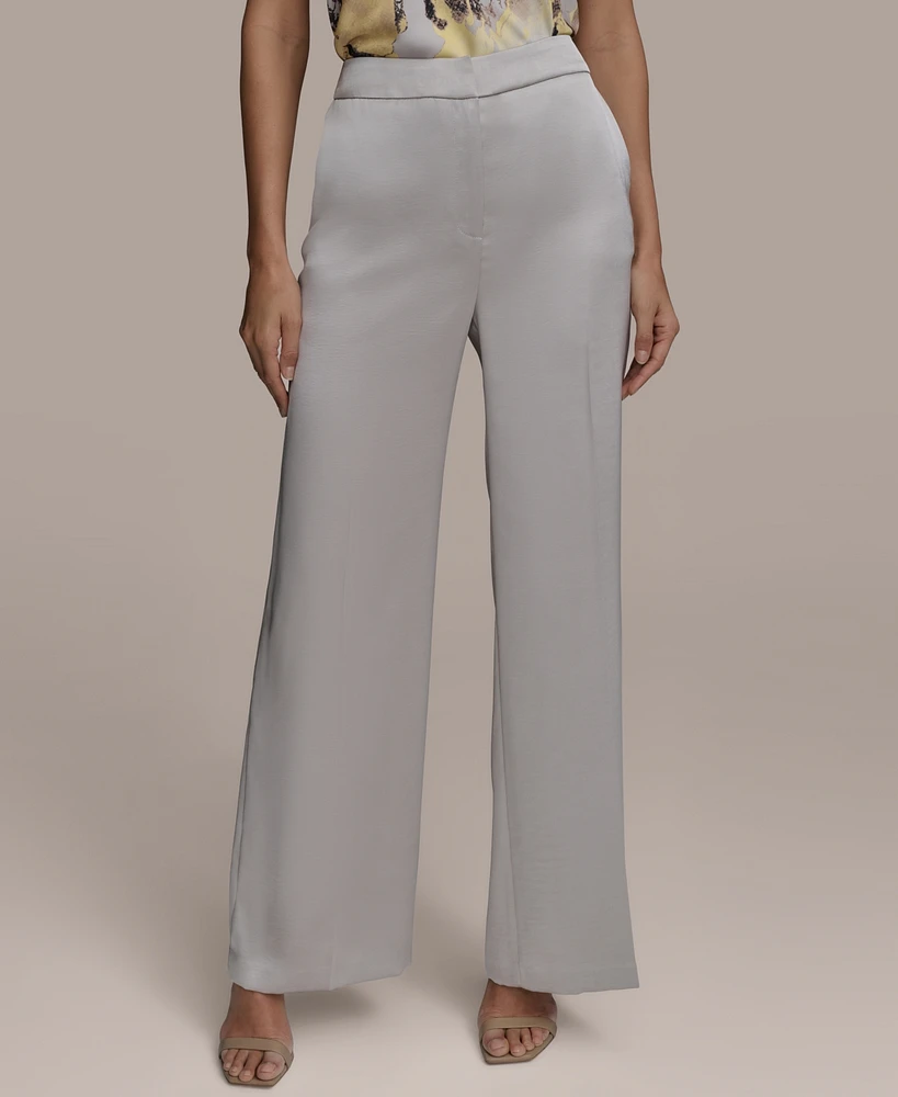 Donna Karan New York Women's Wide-Leg Satin Pants, Regular & Petite