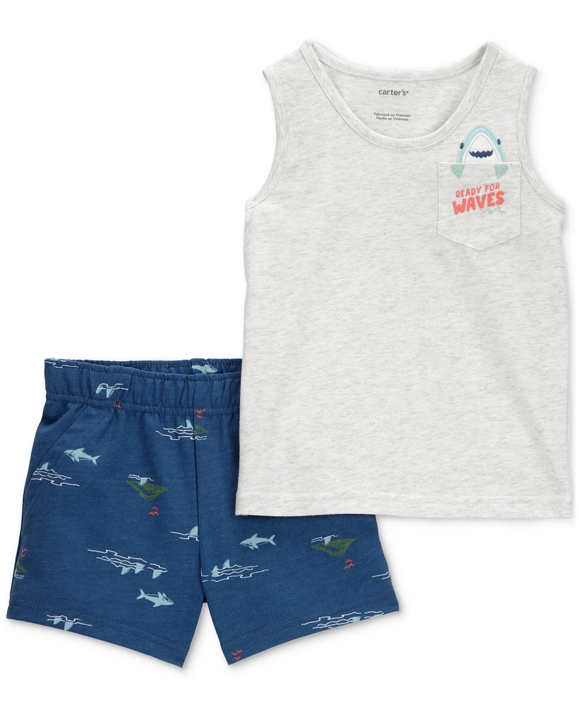Carter's Toddler Boys Shark Tank Top & Printed Shorts, 2 Piece Set